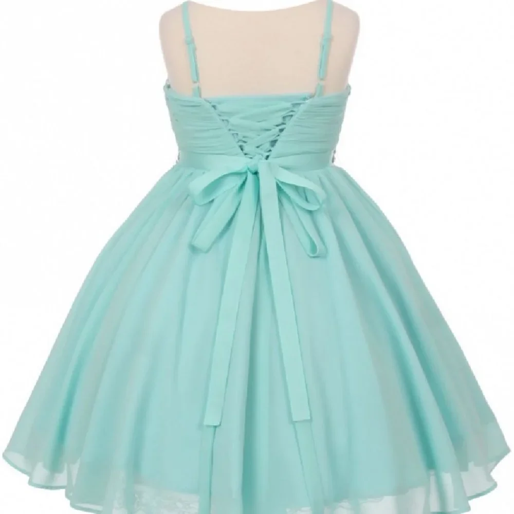 New Junior Girl Dress Wedding Chiffon Big Girls Floral Flower Girls Dress 16